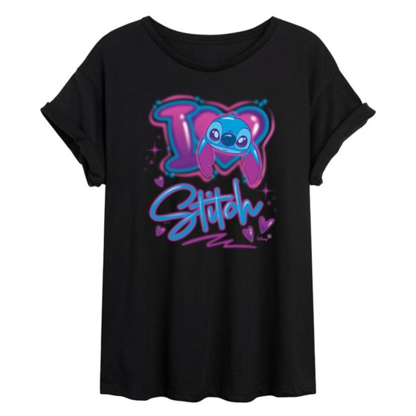 

Футболка большого размера «I Love Stitch» от Lilo & Stitch Juniors Disney, черный