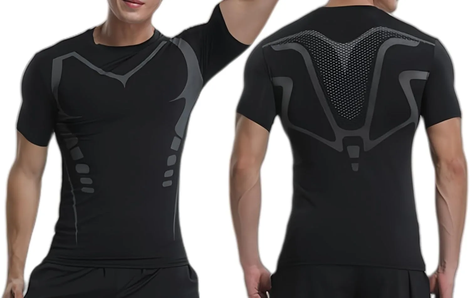 

Мужская компрессионная футболка с коротким рукавом, дышащая, для фитнеса и бега Smatstyle