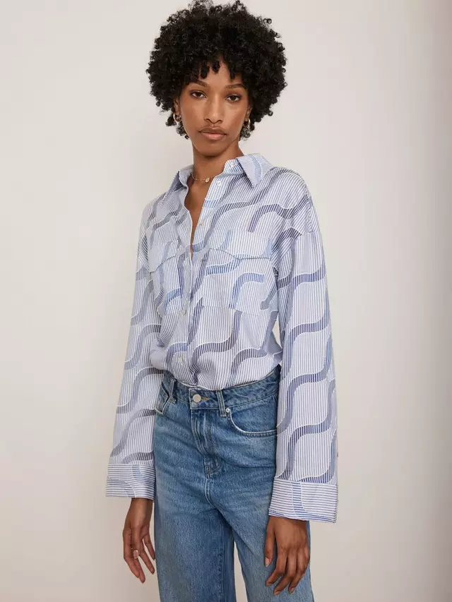 

Рубашка Mint Velvet Stripe Jacquard, цвет blue/multi