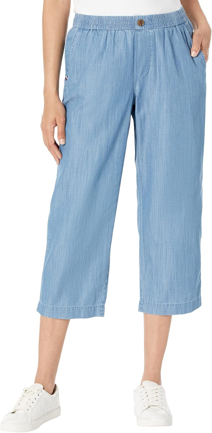 

Женские брюки из шамбре Tommy Hilfiger с петлями для подтягивания, Light Wash