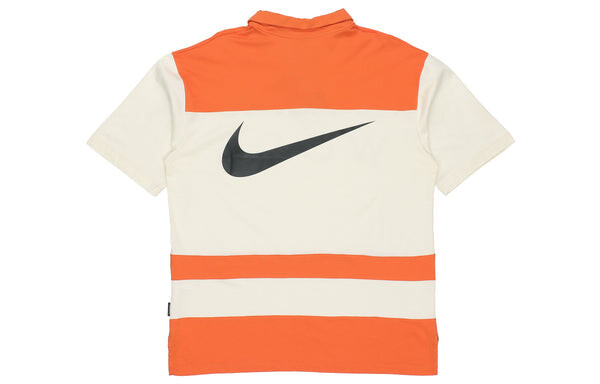 Футболка sportswear swoosh logo printing contrasting colors loose polo shirt orange Nike, оранжевый — фото 2