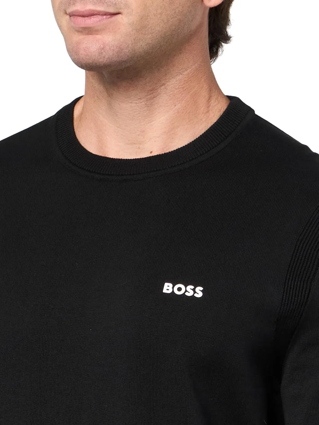 BOSS Мужской свитер Tech Flex Cotton Stretch Knit, черный — фото 3