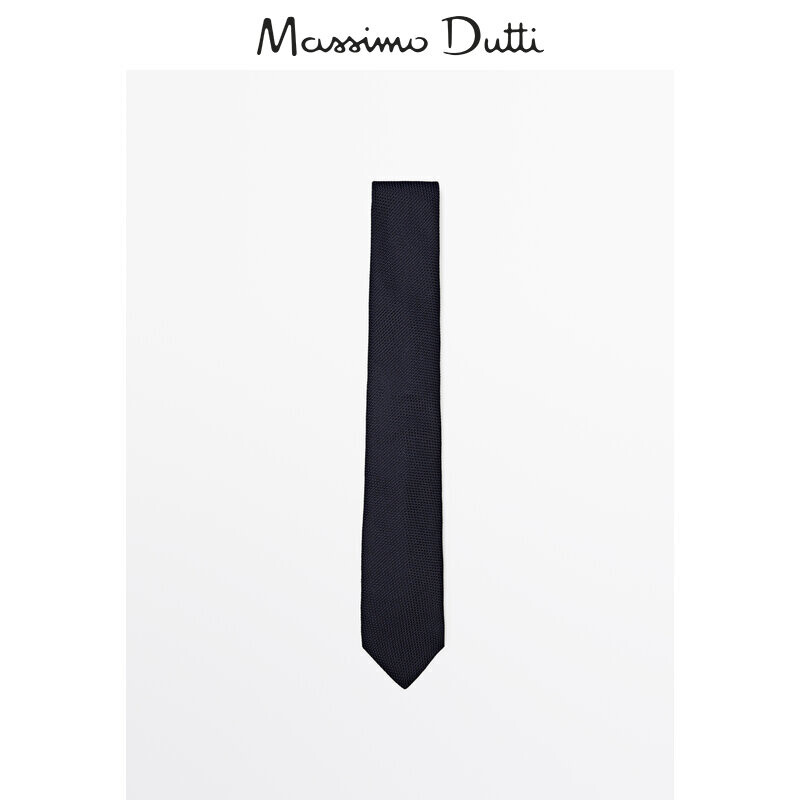 

Галстук шелковый Massimo Dutti с тонкой текстурой, темно-синий