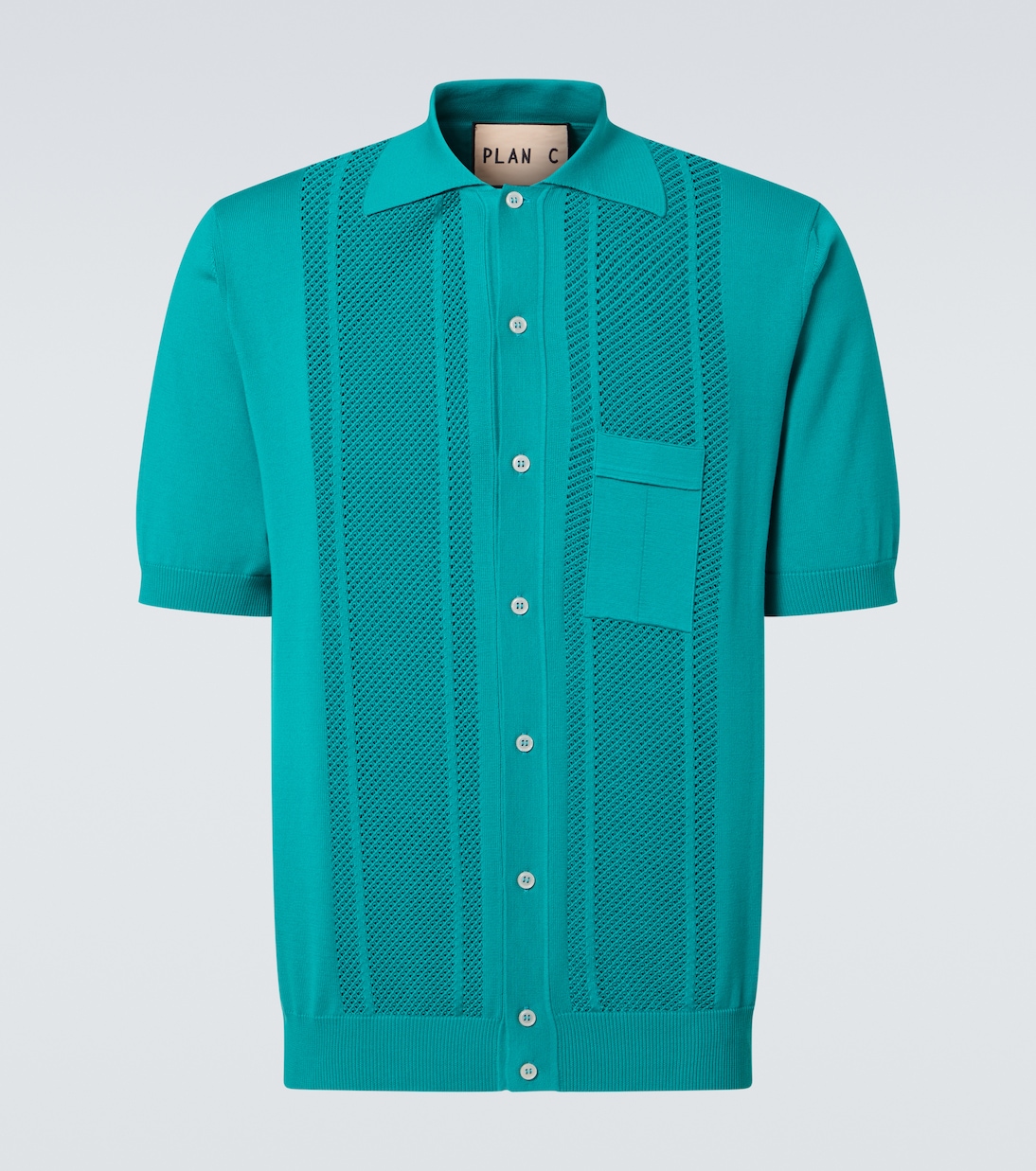 

Кардиган из хлопка, связанный ажурной вязкой Plan C, Peacock Green