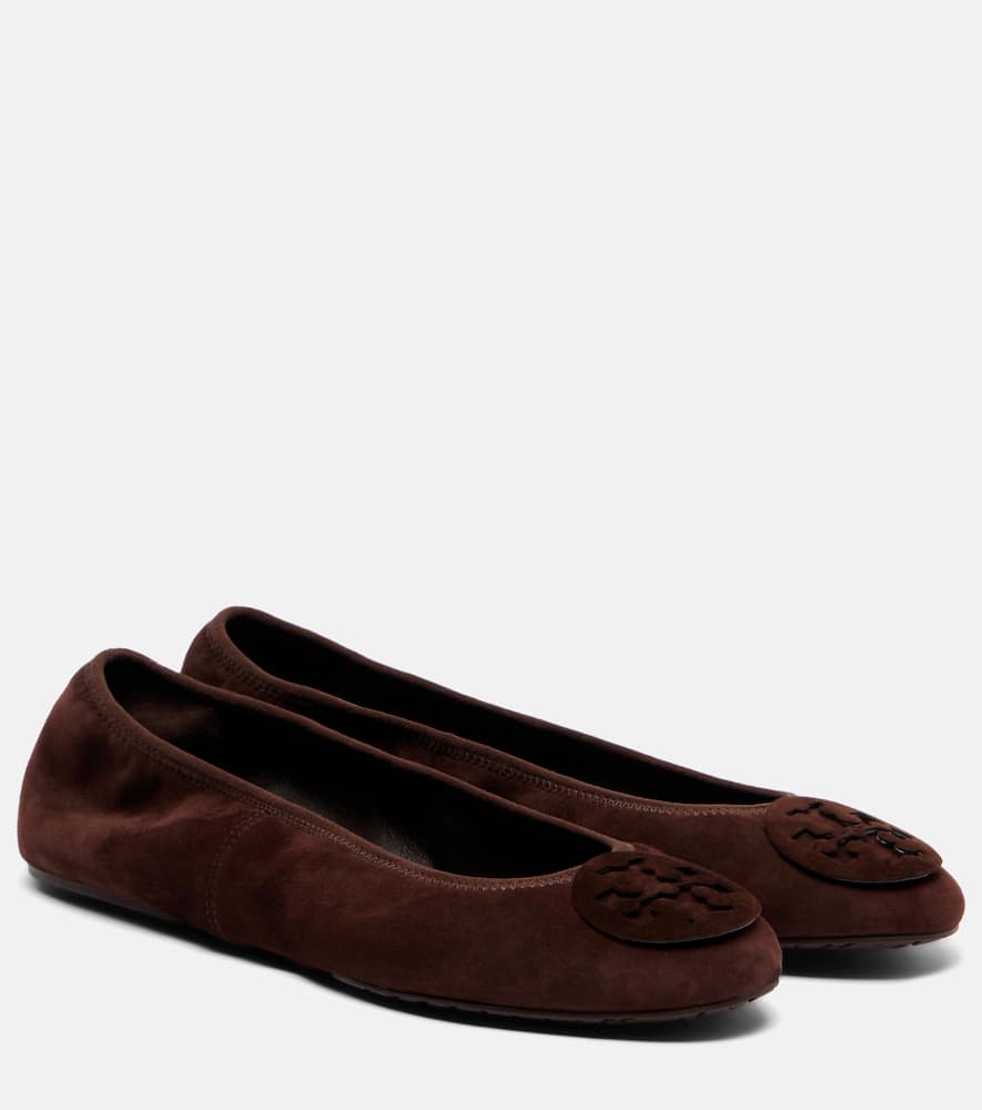 Балетки Reva Travel из замши Tory Burch, Dark Cocoa/Dark Cocoa
