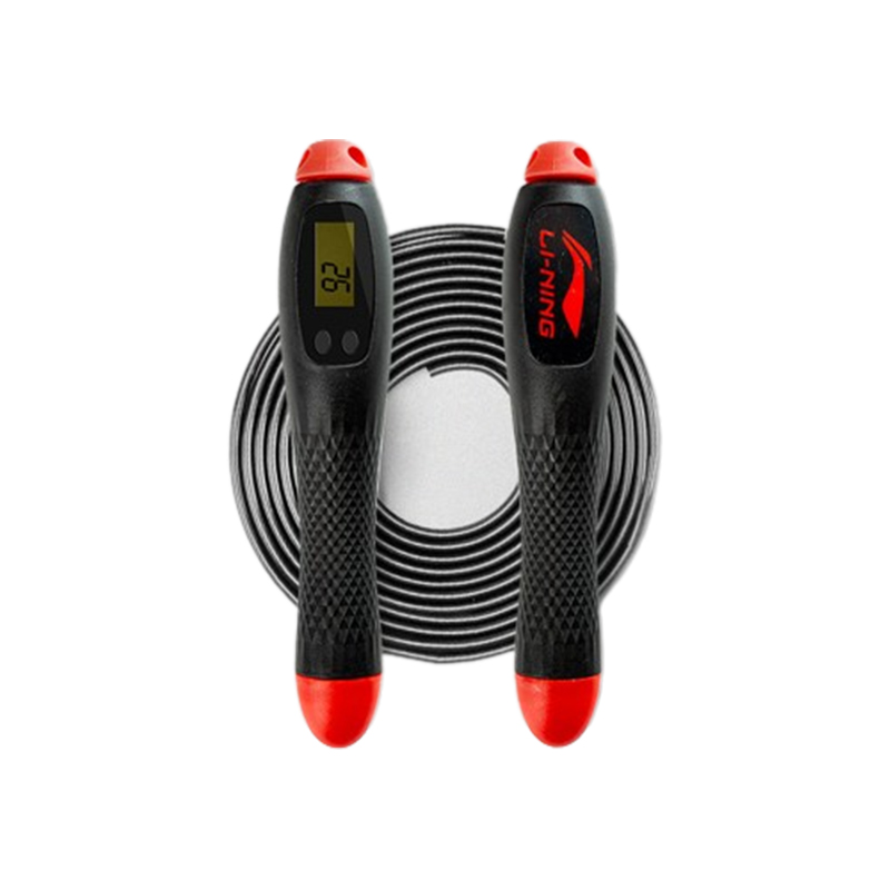 

LINING Электронная скакалка для фитнеса с подсчетом для взрослых, PVC и стальной трос, ABS контроллер, 2.9 м, черный/красный