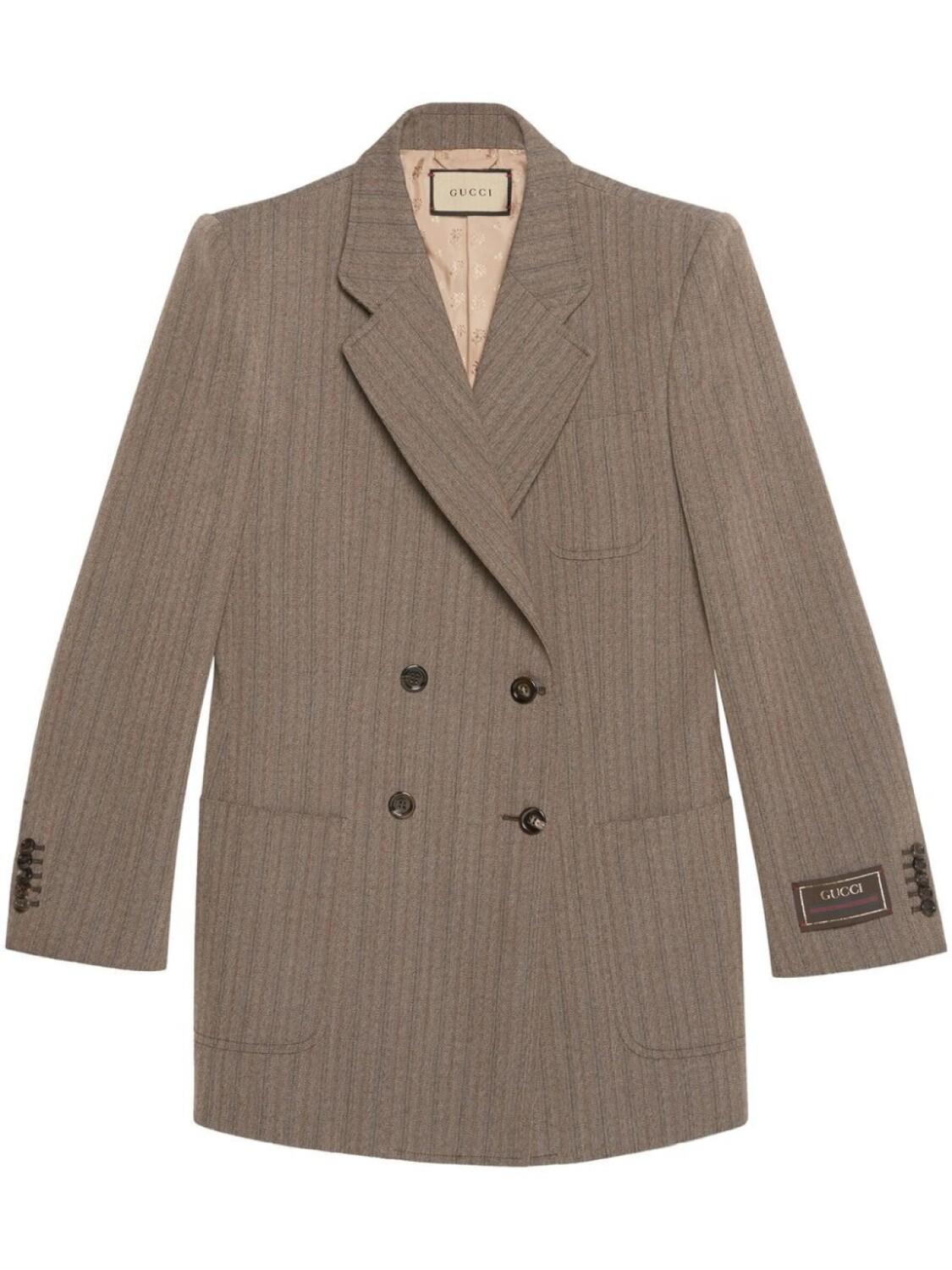 

Gucci двубортный блейзер с узором в елочку, коричневый