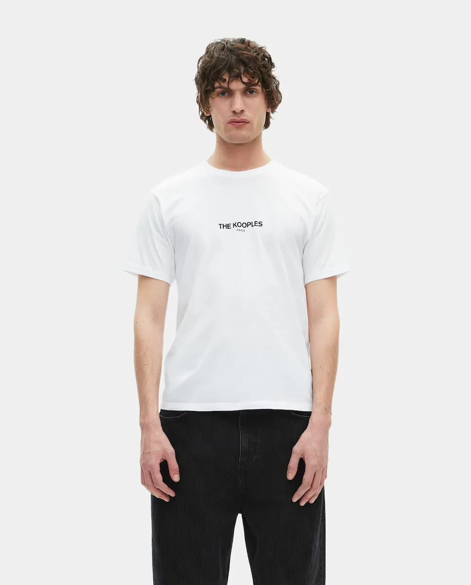 

Мужская белая футболка с коротким рукавом и логотипом The Kooples, белый