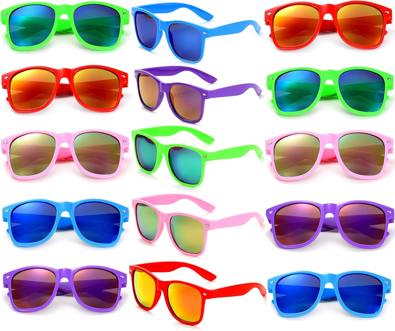 

Мужские солнцезащитные очки Fsmiling, классический набор, недорогие солнцезащитные очки, стильный набор очков для женщин - 15 штук, неоновые зеркальные, Multicolor | Mirrored