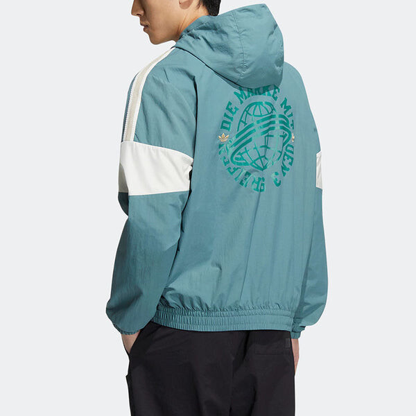 Куртка Men's adidas originals Colorblock Logo Athleisure Casual Sports Hooded Jacket Autumn Green, зеленый — фото 4