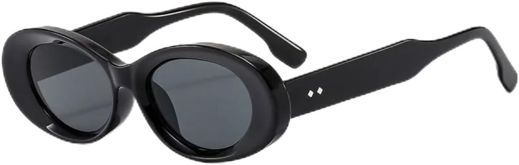 

Ретро овальные солнцезащитные очки для женщин с толстой оправой, роскошные заклепки, мужские очки для вождения, спорта на открытом воздухе, модные солнцезащитные очки UV400 TVTBBVV, Black Gray