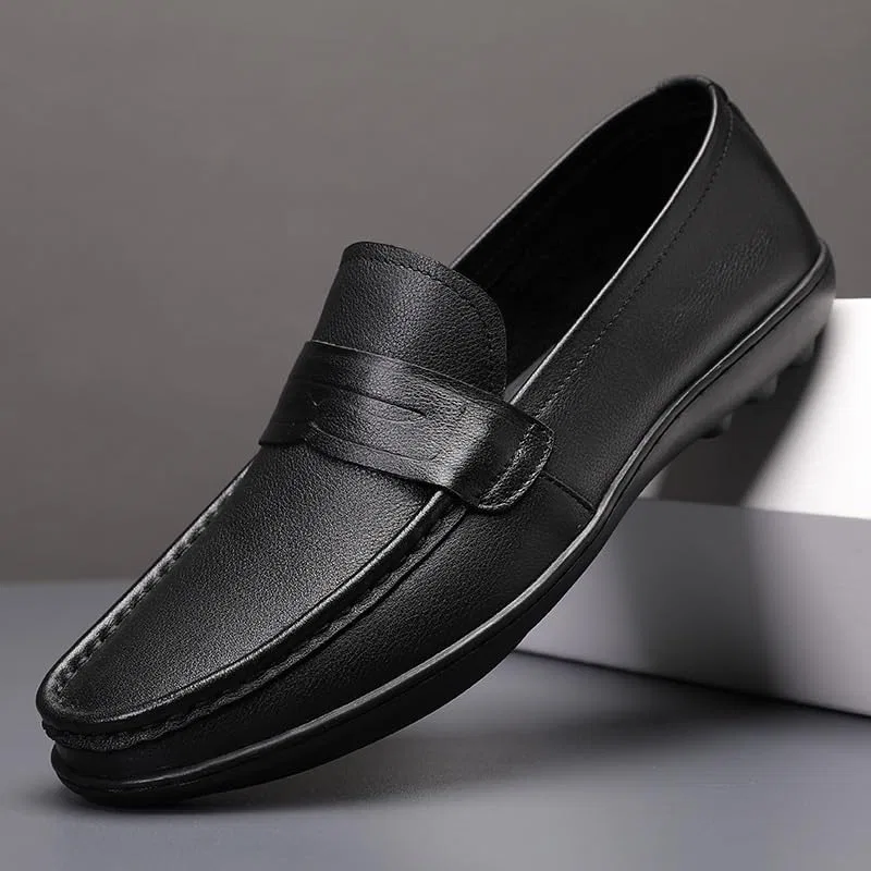Мужские лоферы, кожаные, Classic Loafer Flats, Black UOPYNE — фото 2