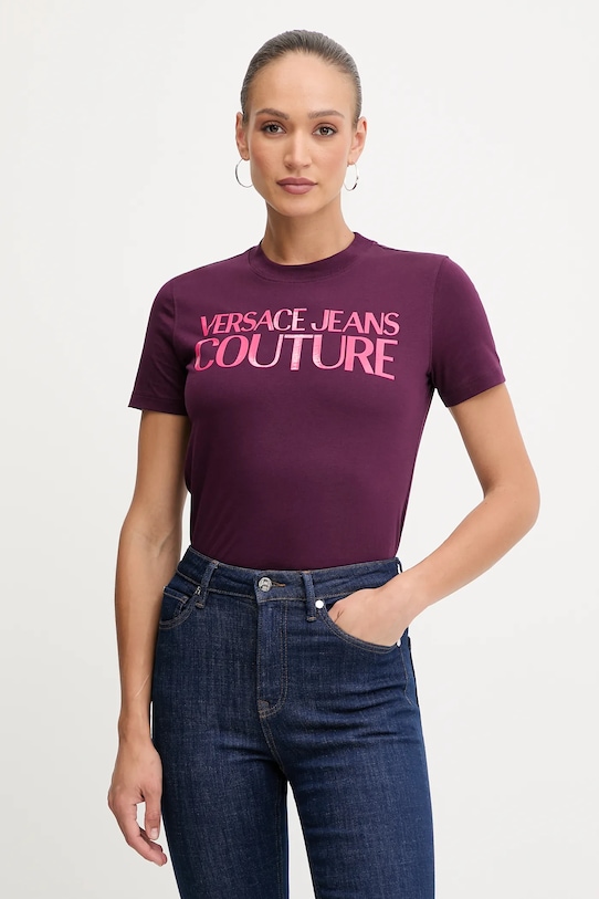

Хлопковая футболка Versace Jeans Couture, фиолетовый