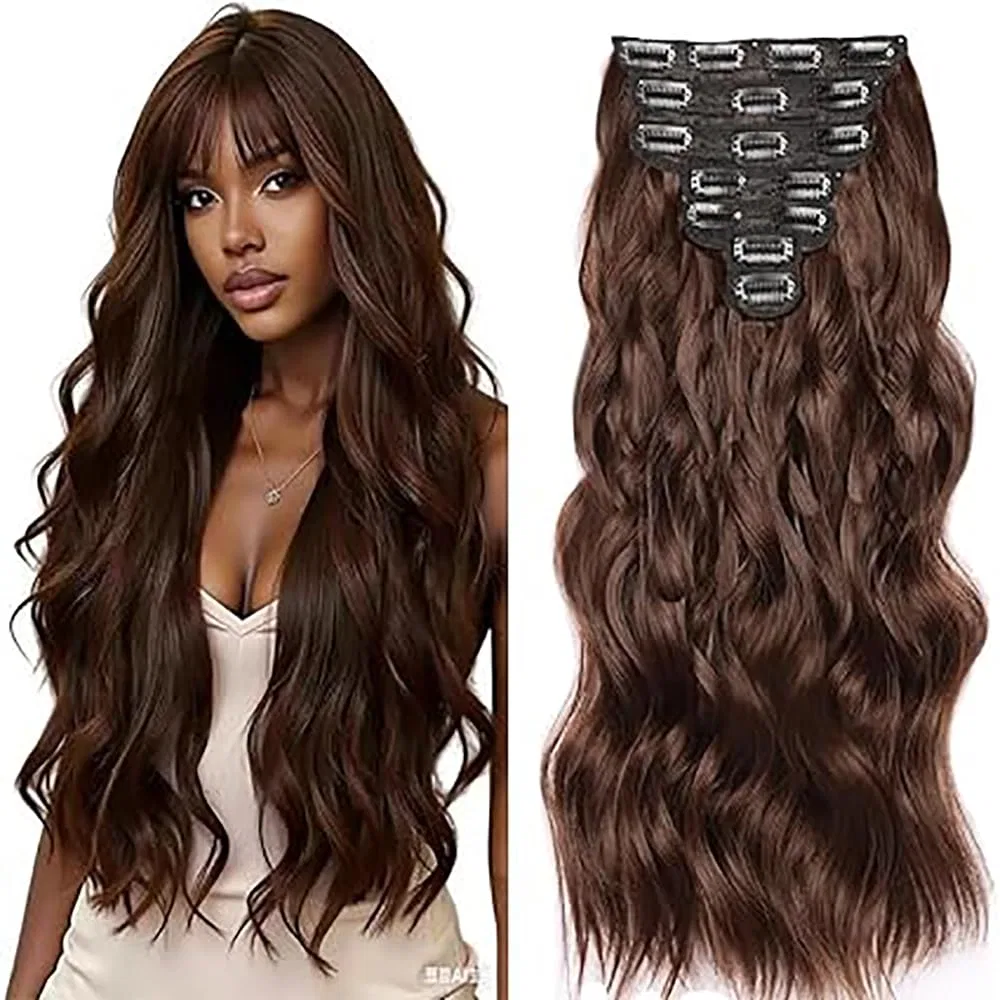Натуральные накладные волосы на заколках «#4 Chocolate Brown» 81 см от ZGCY Wuvusnm