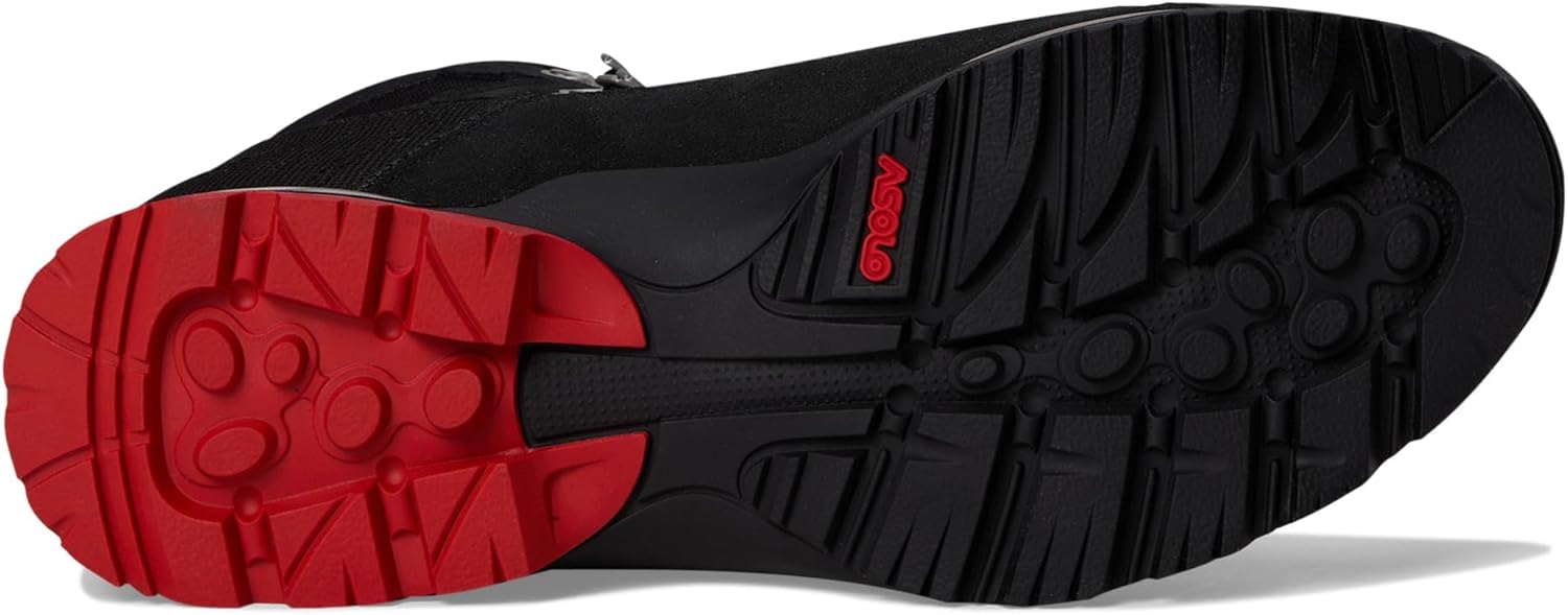 Мужские трекинговые ботинки ASOLO FUGITIVE GTX с водоотталкивающей и дышащей замшево-нейлоновой верхней частью, низкой посадкой на щиколотке, резиновый носок, черный/красный — фото 3
