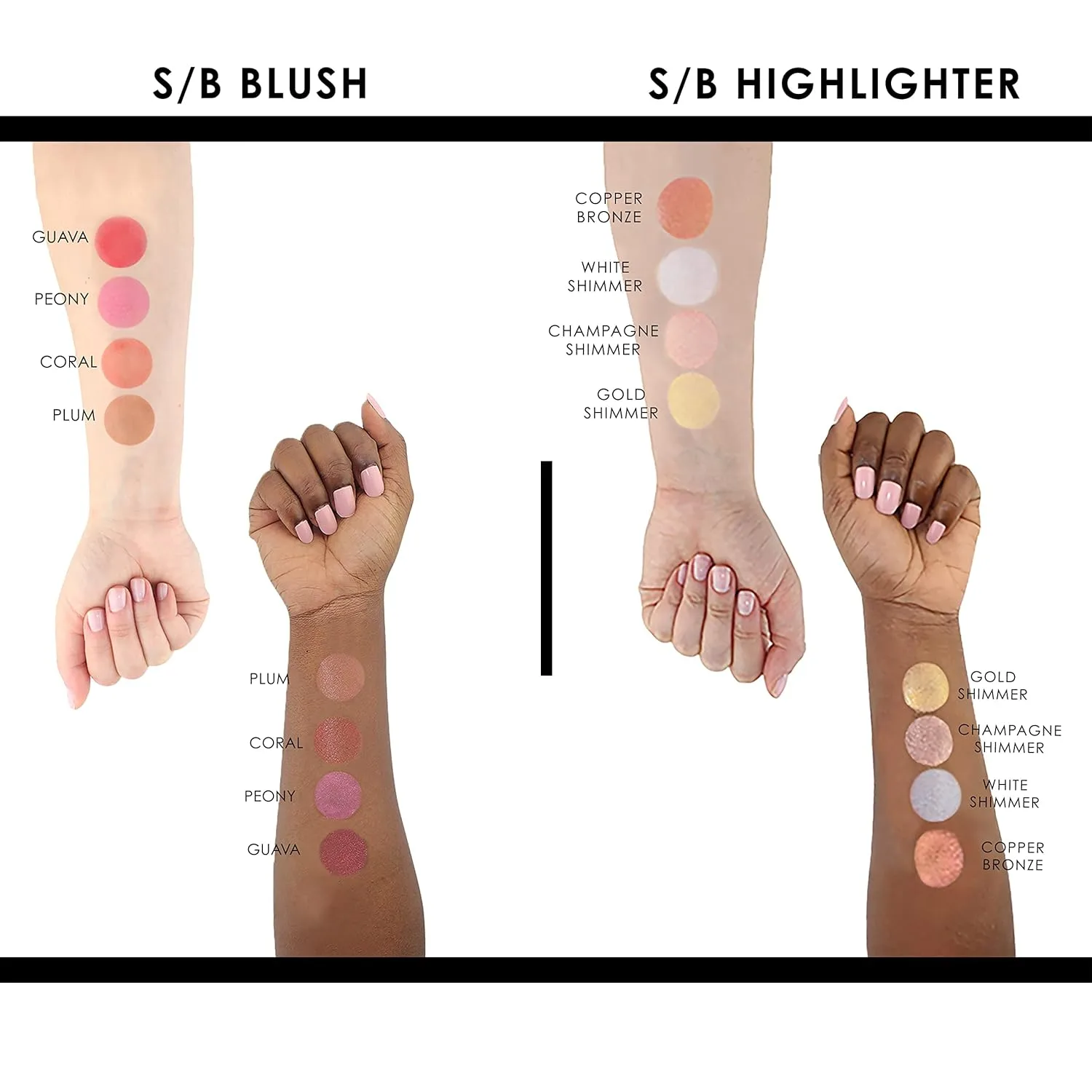 TEMPTU S/B Airbrush Blush & Highlighter Starter Set, стойкий макияж, сияющая наращиваемая формула, выравнивает тон кожи, для всех типов кожи, включает 4 румян и 4 хайлайтера — фото 3