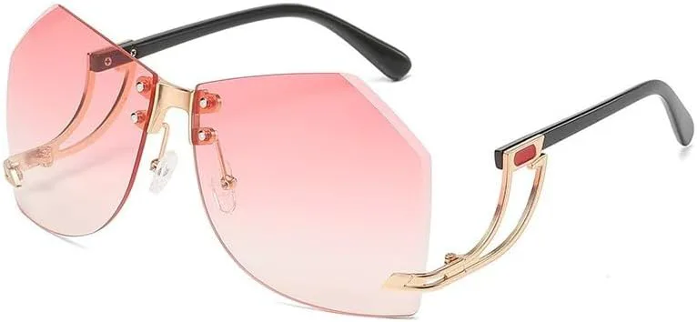 

Женские солнцезащитные очки неправильной формы без оправы, увеличенного размера, с градиентным переходом цвета, защита от УФ-излучения UV400 DMMWCX, Pink
