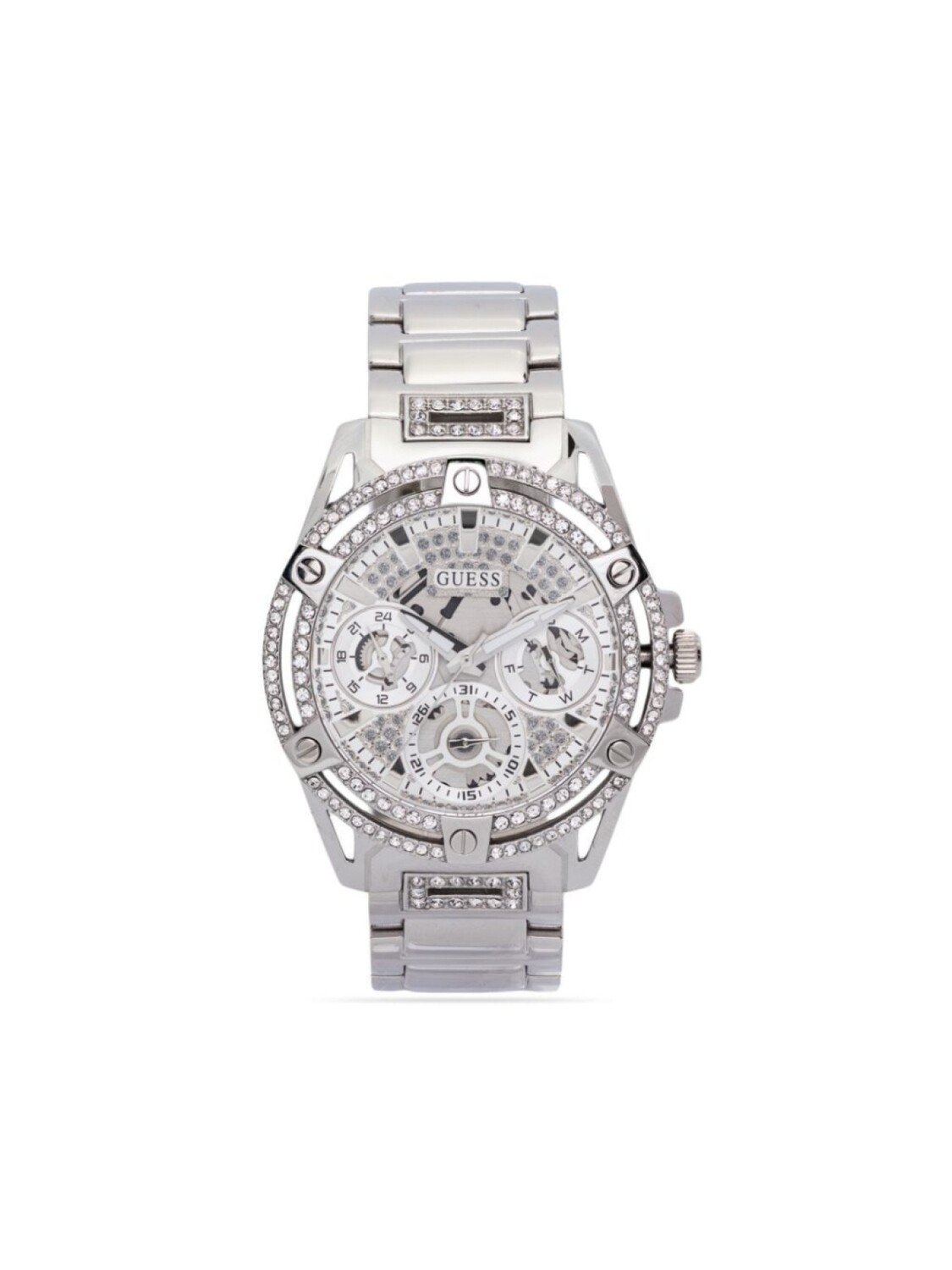 

Кварцевые наручные часы Queen 42 мм GUESS USA, серебряный