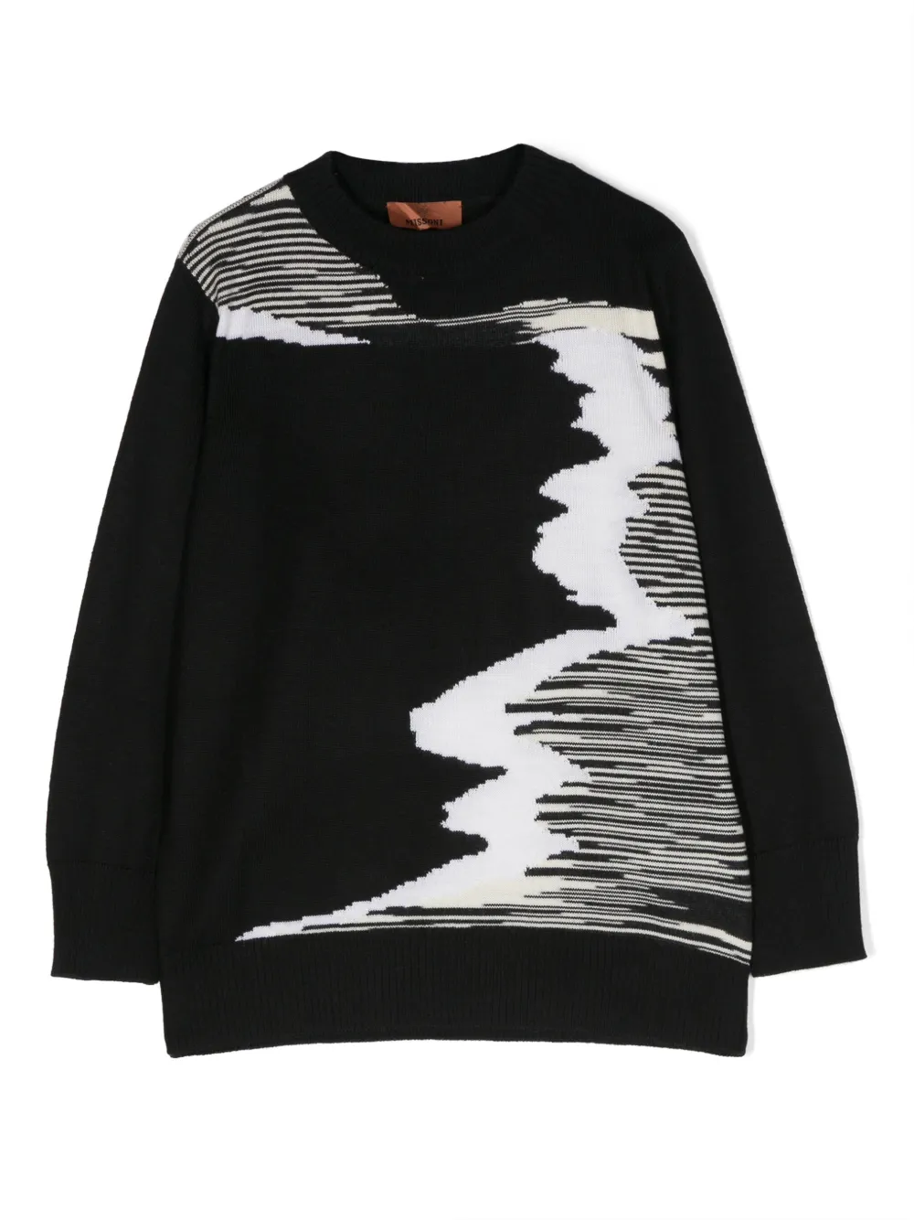 

Шерстяной джемпер вязки интарсия Missoni Kids, черный