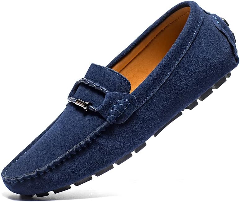 

Мужские замшевые повседневные лоферы Santimon, удобные офисные туфли без застежек, легкие для ходьбы, вождения и делового стиля, синий