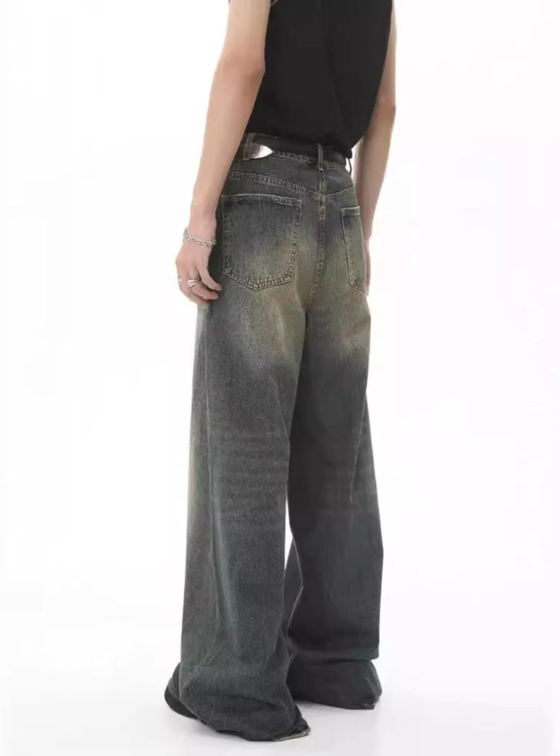 Джинсы свободные High Waist Baggy Jeans, серый — фото 4