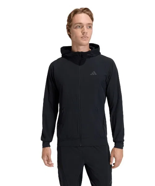 Тренировочная флисовая куртка adidas D4T Workout Full Zip, чёрная