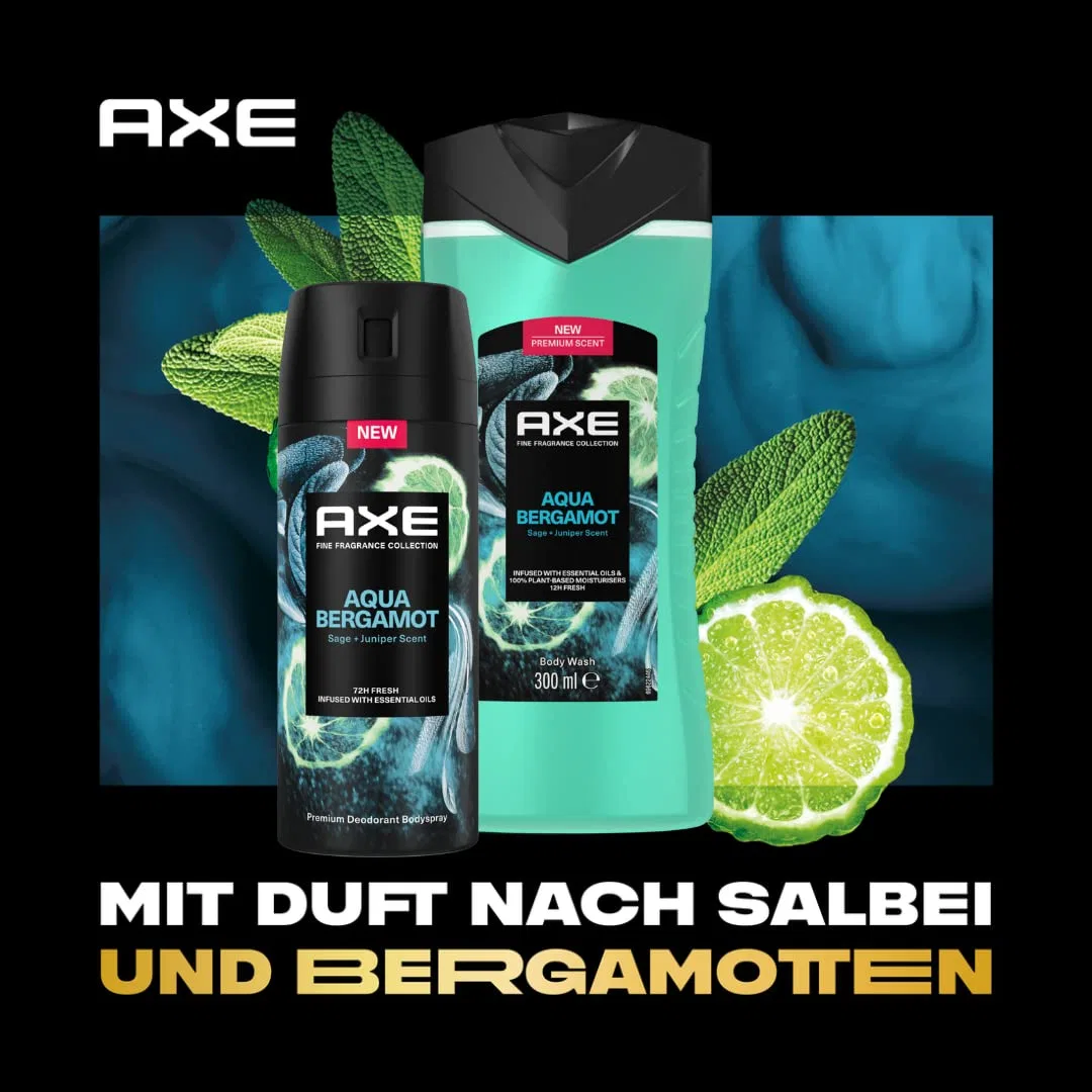 Набор мужских дезодорантов и гелей для душа AXE Fine Fragrance Collection Aqua Bergamot, 6 шт. Axe — фото 2