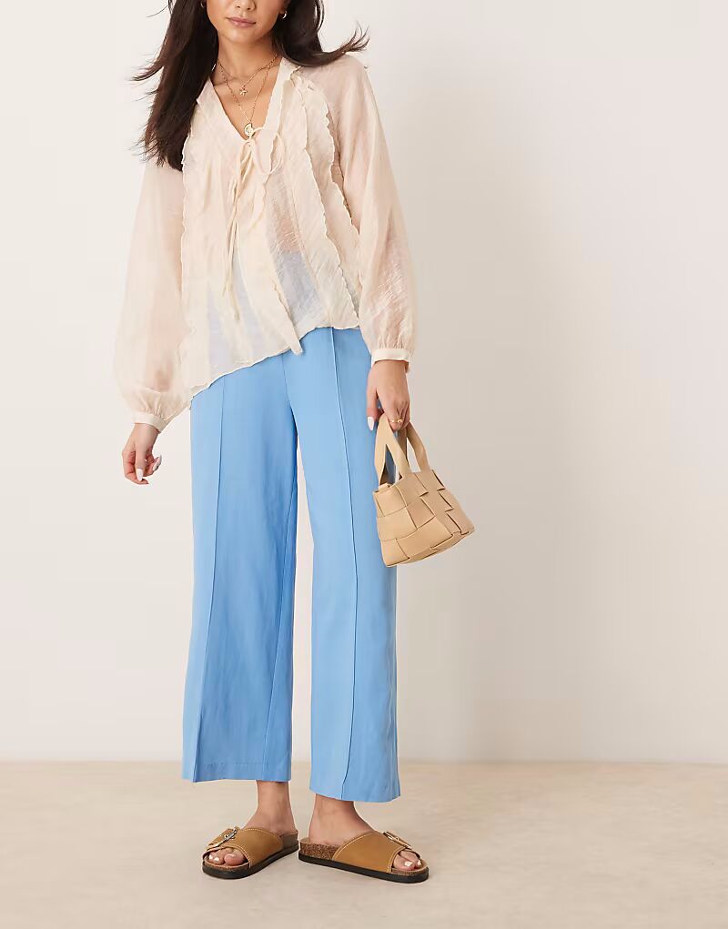 

Льняные брюки-кюлоты ASOS DESIGN синего цвета