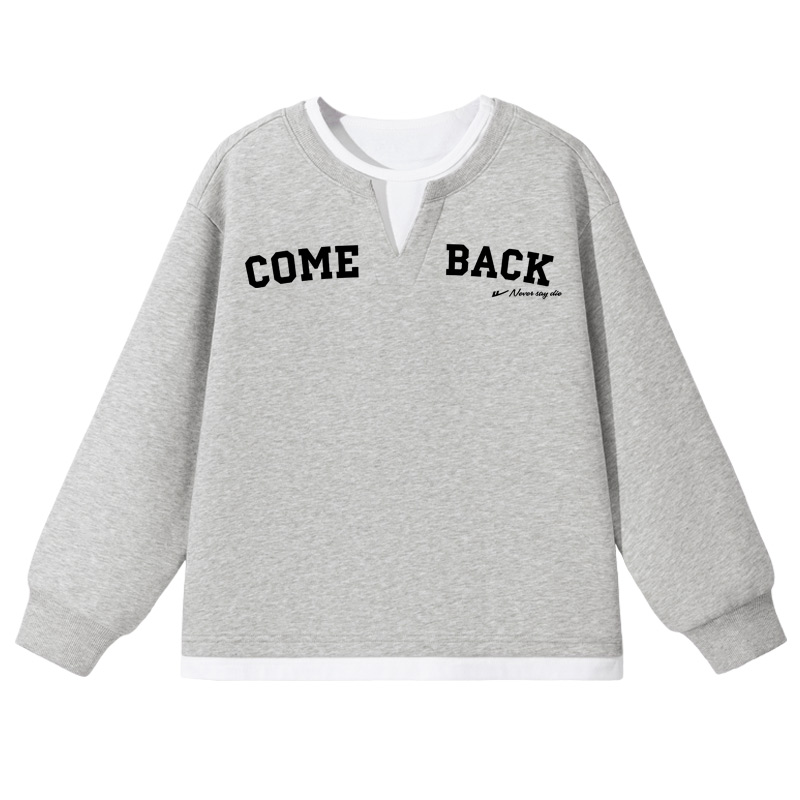 

Детский свитшот с круглым вырезом Moderate WARRIOR, серый/h черный text mother upper right+h черный letter upper left