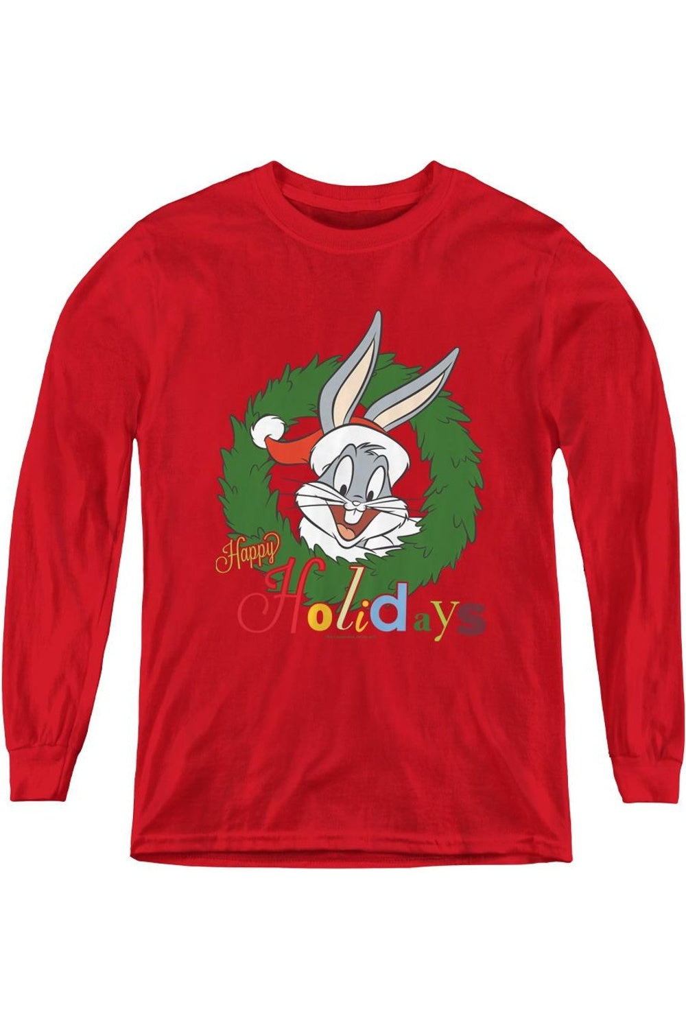 

Футболка с длинным рукавом Looney Tunes Holiday Bunny для детей Gildan, красный