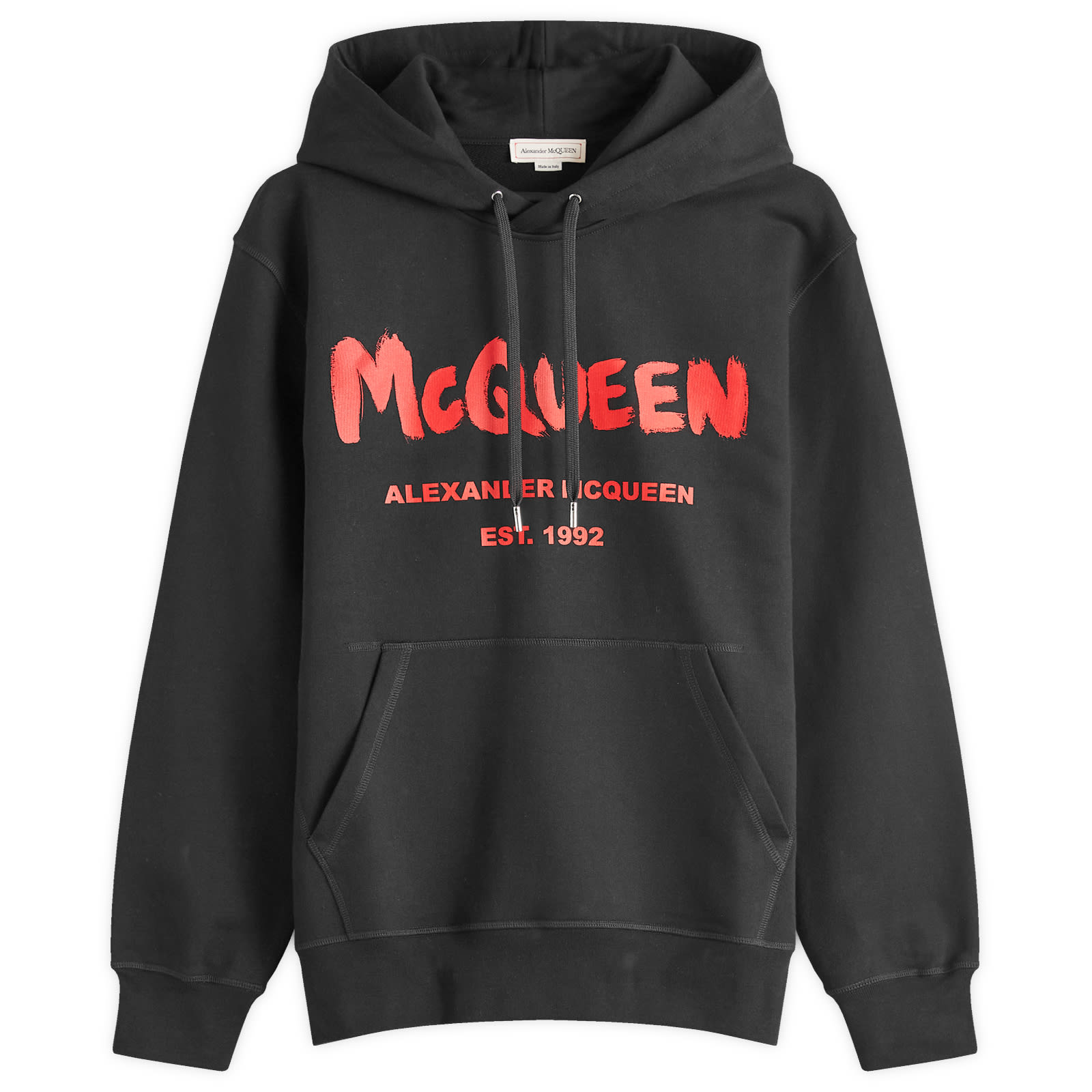 

Худи Alexander Mcqueen Graffiti Logo Hoodie, цвет Black & Lust Red