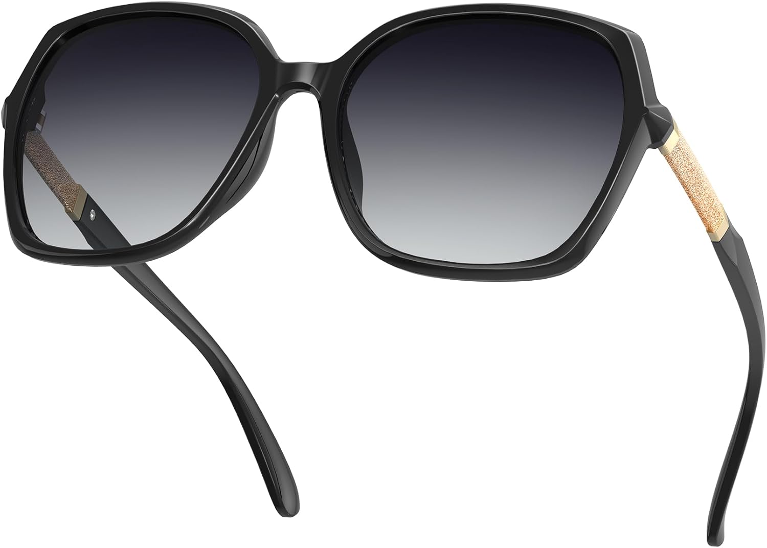 

Классические поляризованные солнцезащитные очки KALIYADI для женщин, модные квадратные солнцезащитные очки с блестящей оправой и защитой UV400, 01 Glossy Black Frame Grey Lens