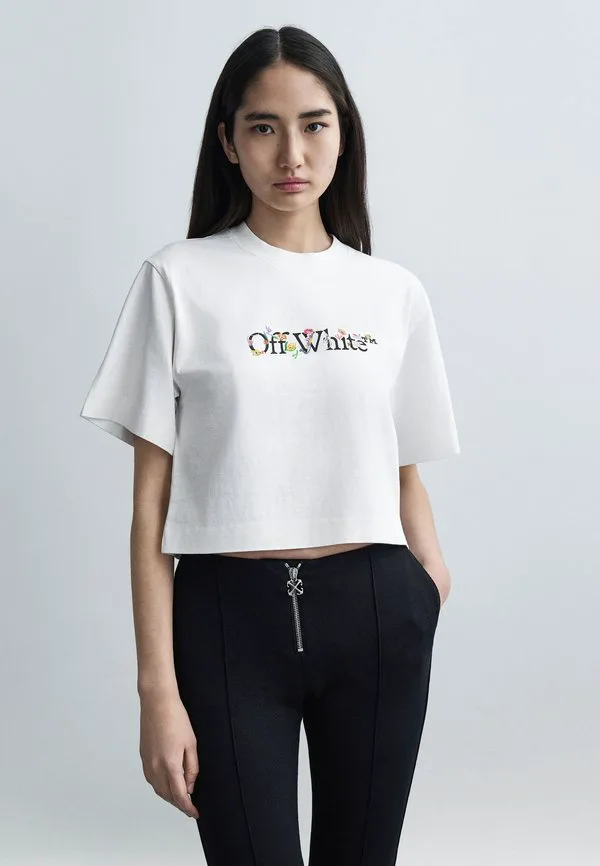 

Футболка с принтом светящихся цветов в книжном стиле Off-White, White, Белый, Футболка с принтом светящихся цветов в книжном стиле Off-White, White