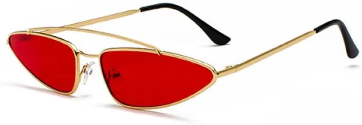 

Треугольные солнцезащитные очки для женщин с двойной перемычкой, маленькая оправа, ретро-дизайн, защита от УФ-излучения UV400 для женщин generic, C4 Gold Red