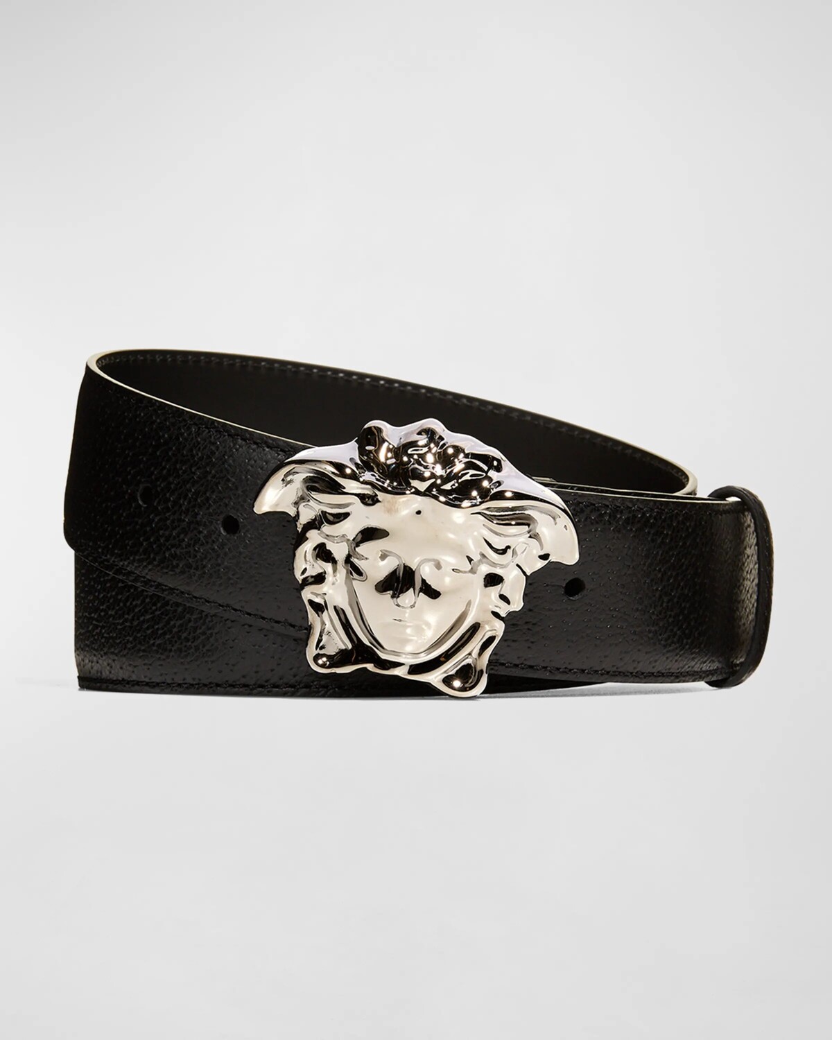 

Мужской кожаный ремень с пряжкой Medusa Versace, цвет Black