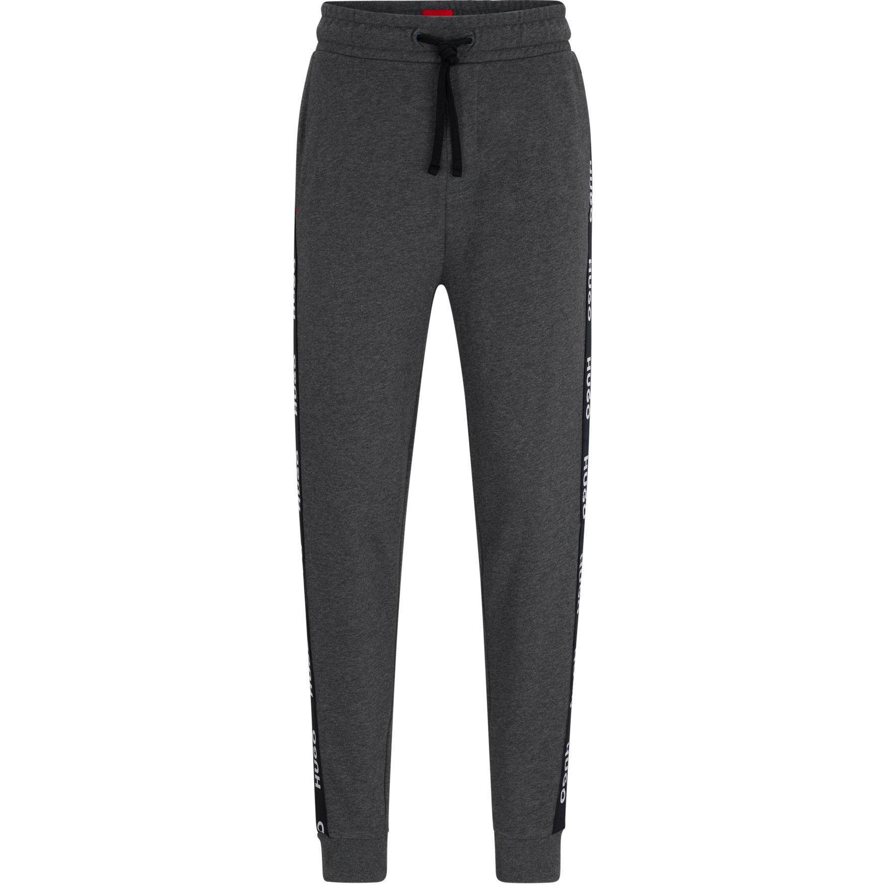 

Брюки спортивные с манжетами и лентой с логотипом, мужские, Gray HUGO BOSS, серый