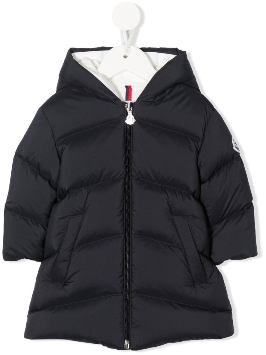 

Moncler Enfant парка с капюшоном и нашивкой-логотипом, серый
