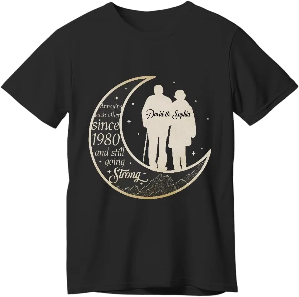 

Персонализированная футболка с силуэтом пары на полумесяце