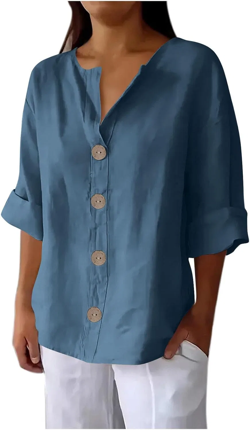 Блузка из льна, Women's, Navy#02
