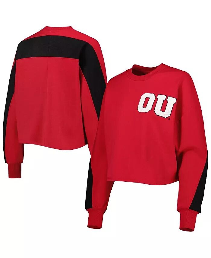 

Женский пуловер с цветными блоками малинового цвета Oklahoma Early Back To Reality, толстовка Gameday Couture