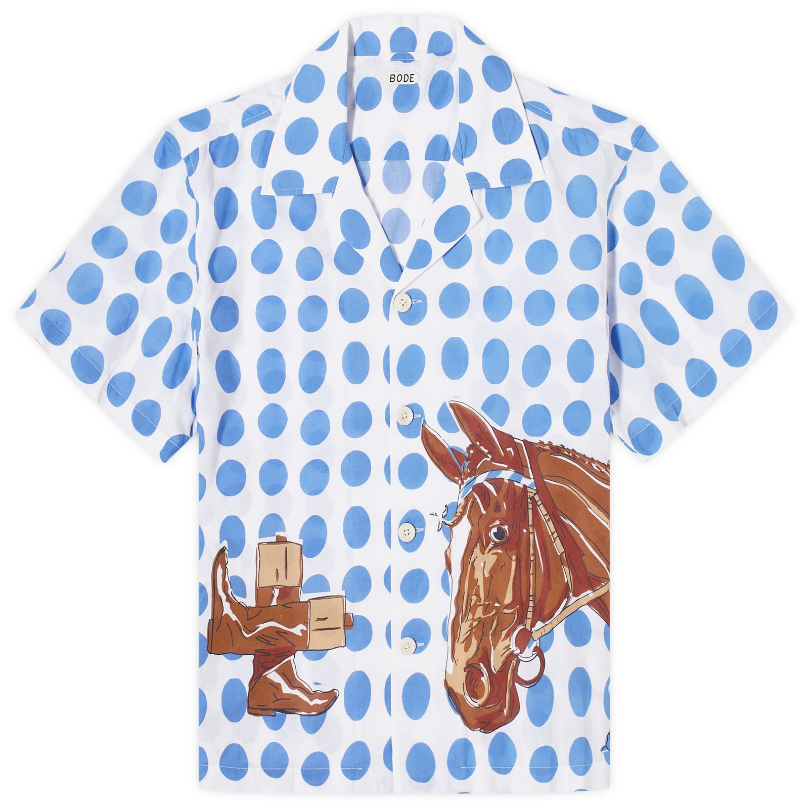 

Рубашка с коротким рукавом Bode Jockey Dot Vacation Shirt, цвет Blue & Multi