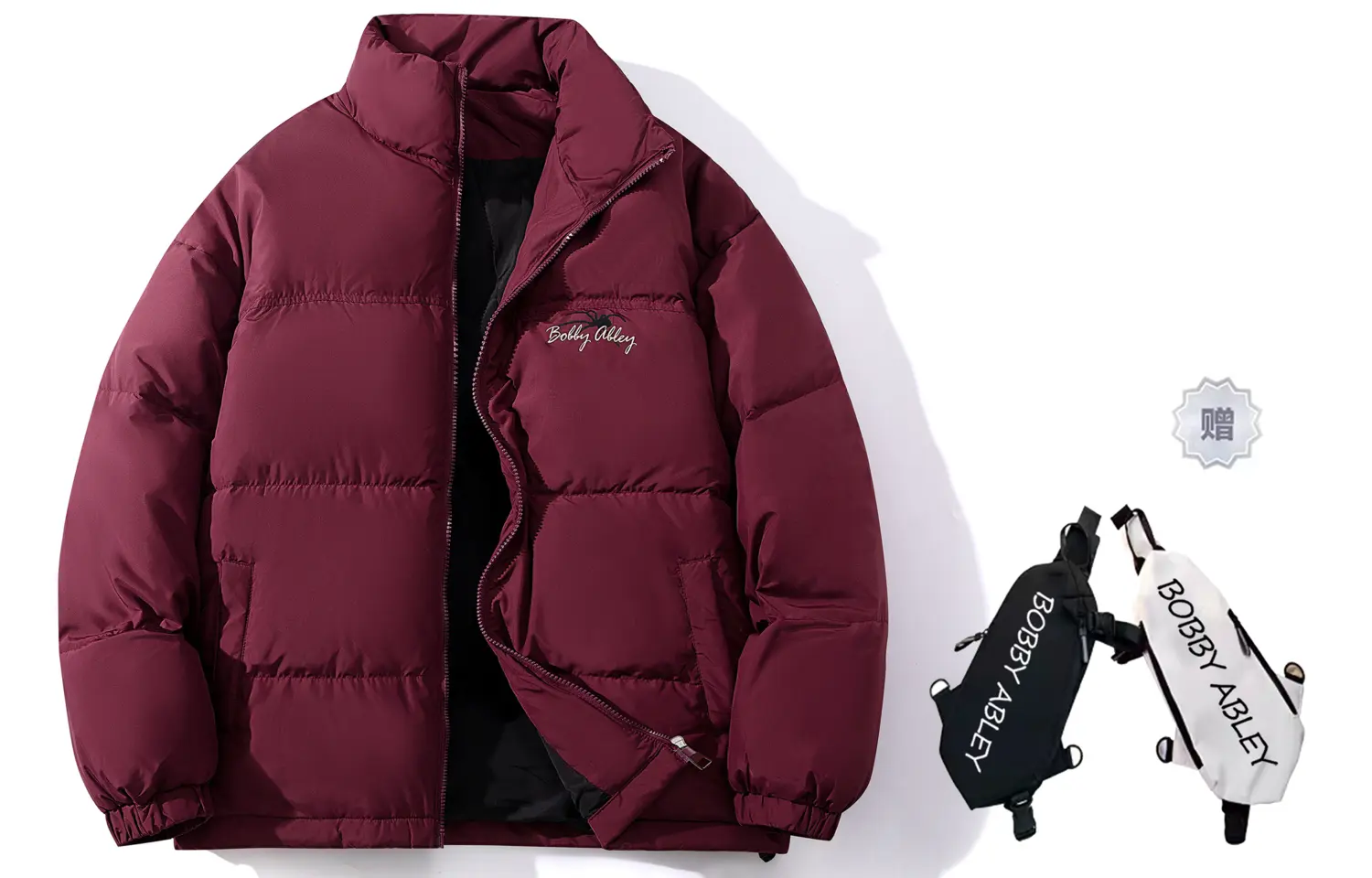 

BOBBY ABLEY Унисекс пуховик, Burgundy (Comes with Brand Crossbody Bag)