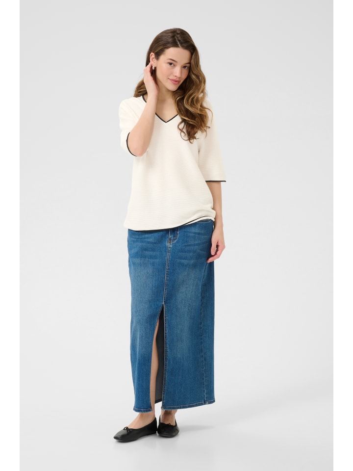 

Kaffe Вязаный свитер KAlinka прямого кроя, цвет мел с черным контрастом