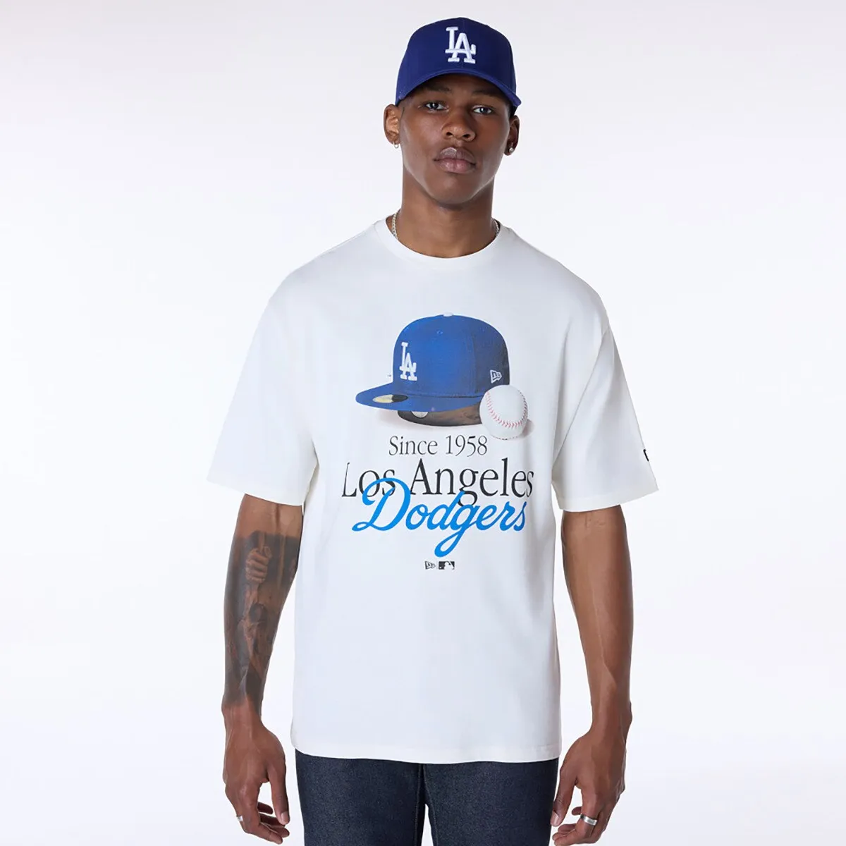 

La Dodgers MLB Script Футболка новой эры New Era, кремово-белый