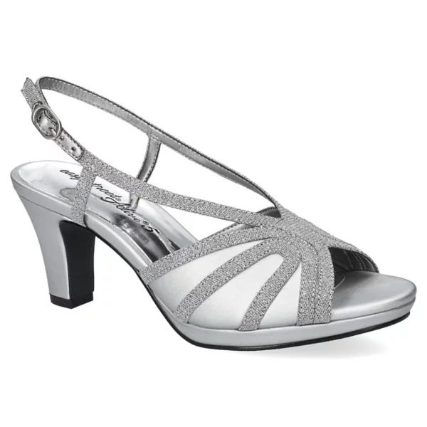 Женские босоножки на каблуке с открытой пяткой Starlight Easy Street, цвет silver satin