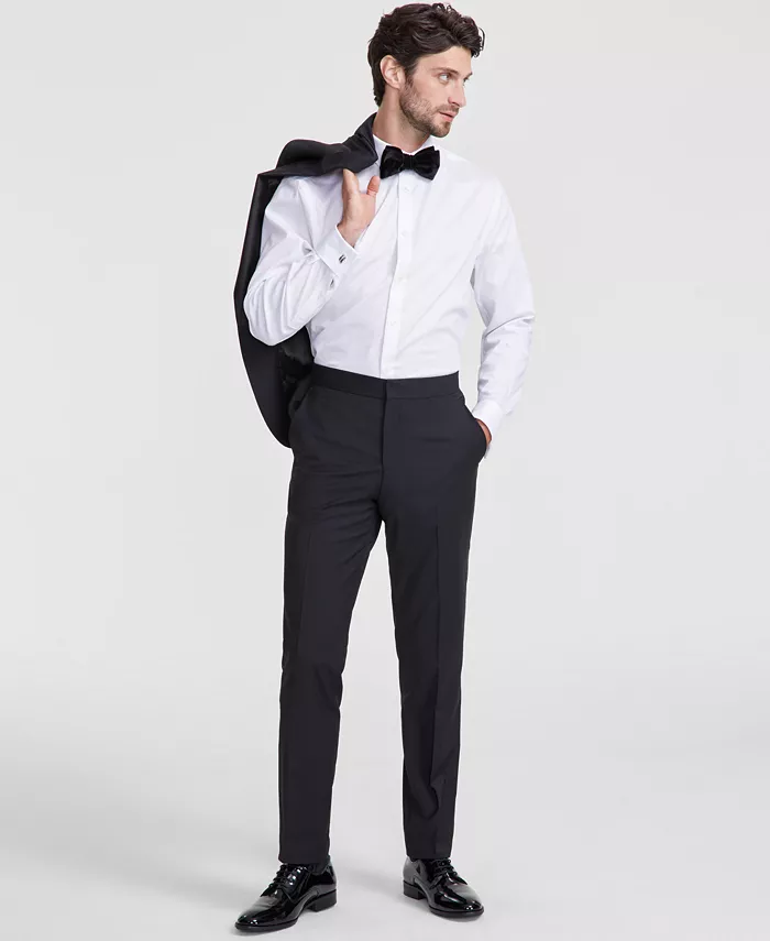 

Мужские классические брюки-смокинг Modern-Fit из смесовой шерсти с Super Flex и эластаном Hugo Boss, черный