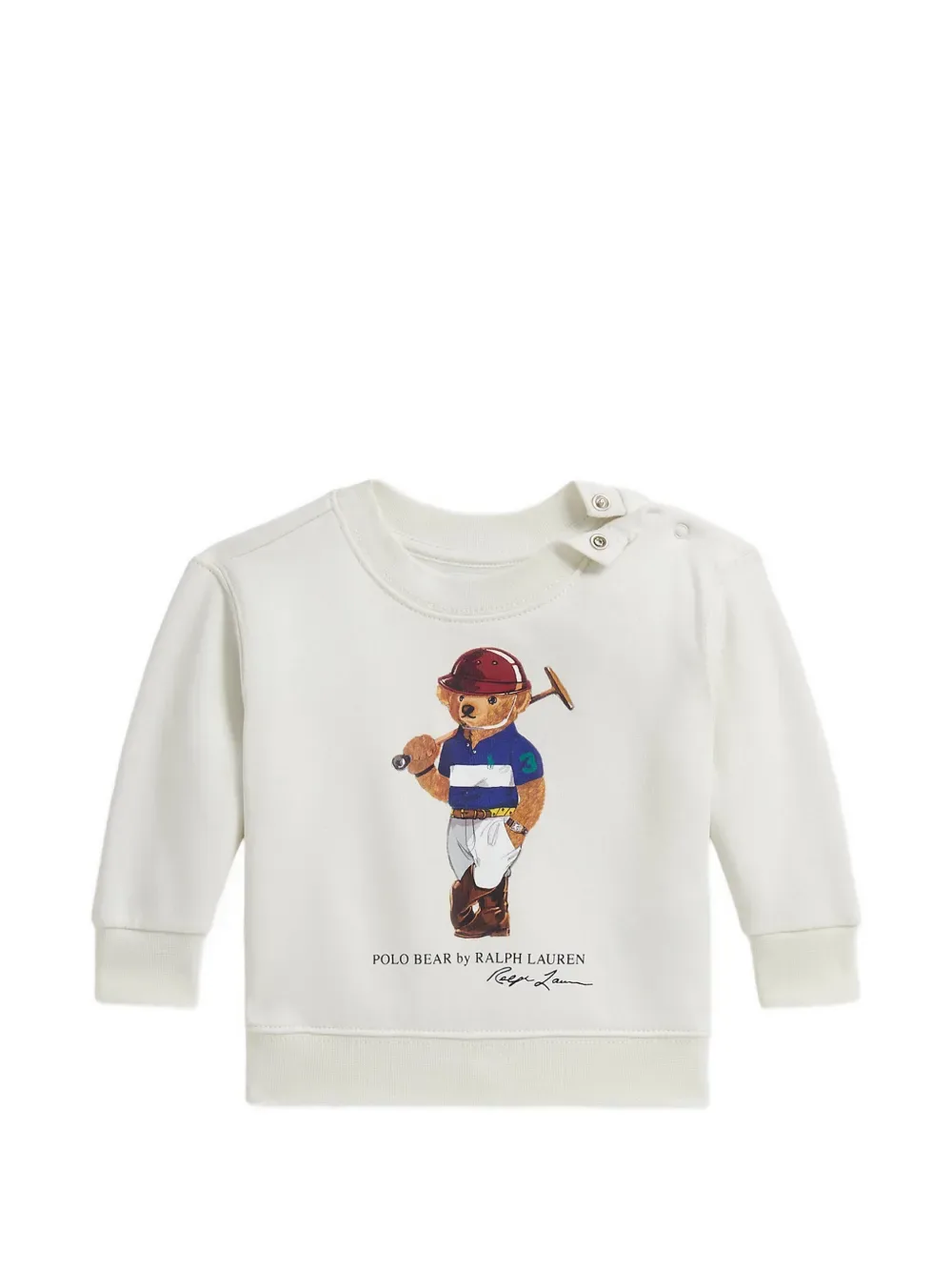 Свитшот с принтом и пуговицами POLO RALPH LAUREN KIDS, белый