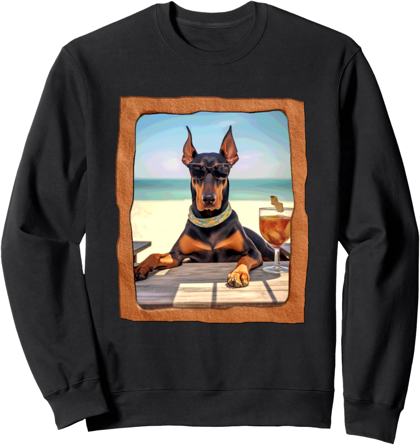 

Толстовка Doberman Beach Vibe с солнцезащитными очками Playful Summer Vibes Pet Relaxation Beach Life, черный