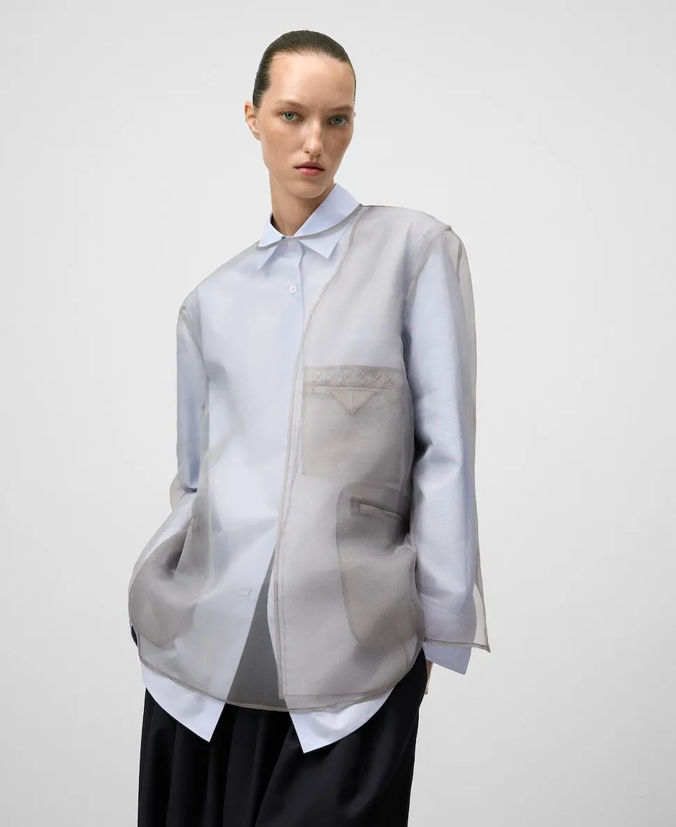 

Женский прозрачный топ с элементами пиджака Adolfo Dominguez, светло-серый