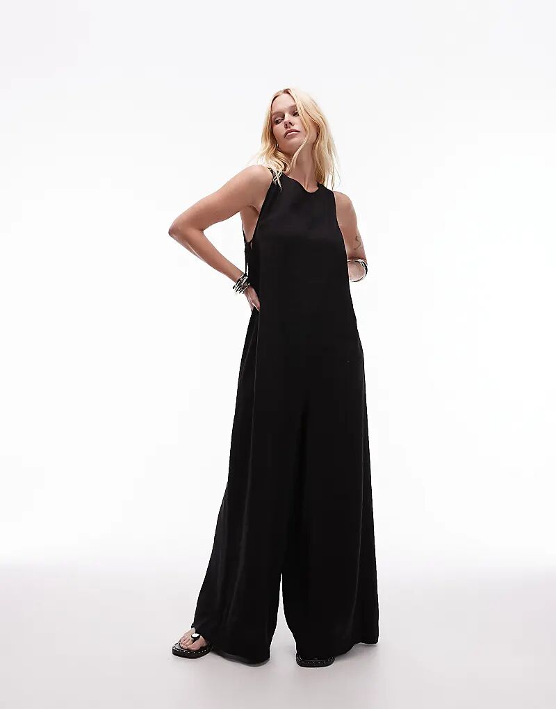 

Накидка на свободный комбинезон Topshop из черного купро